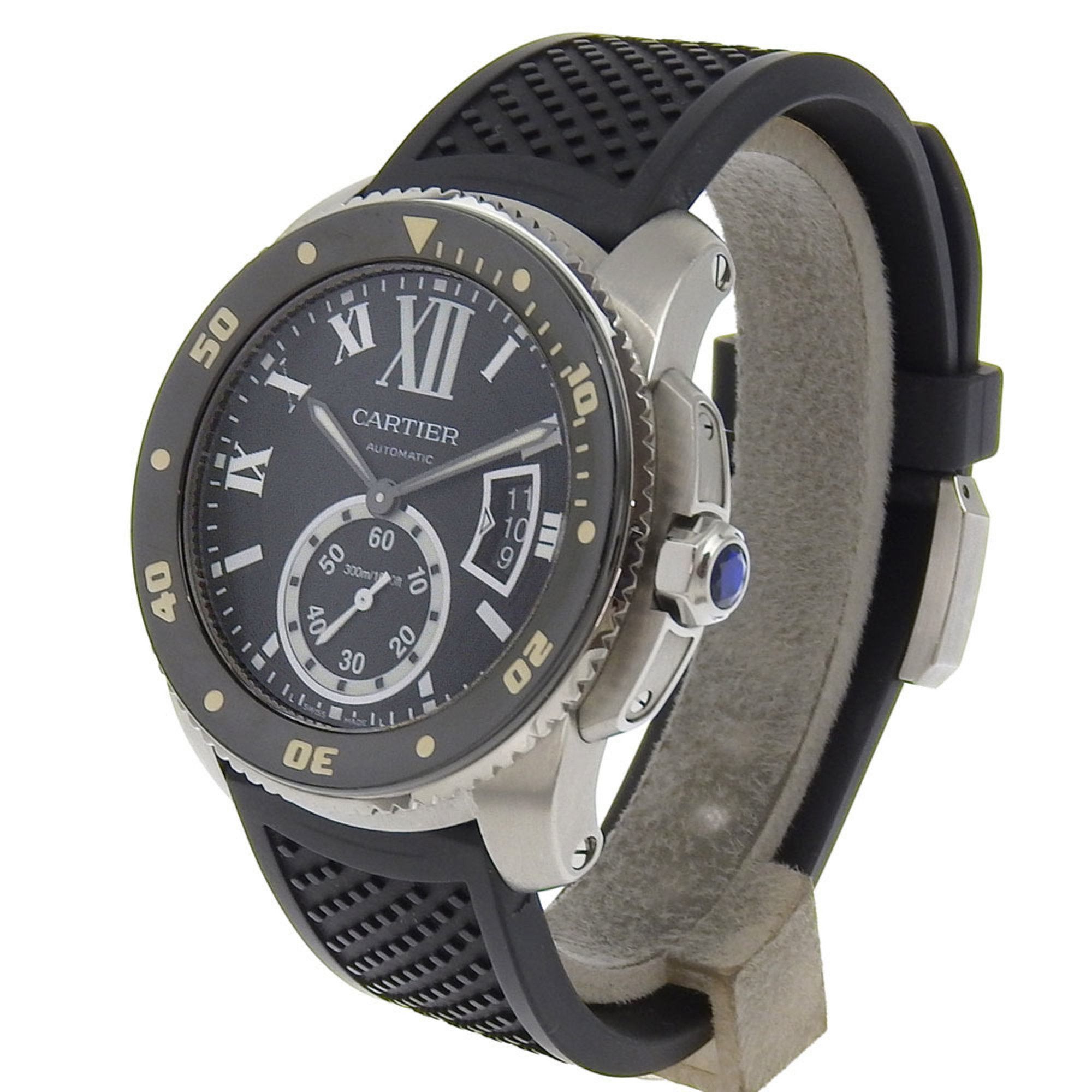 Cartier CARTIER Caliber Diver Wristwatch W7100056 Stainless Steel x Rubber Automatic Black Dial Men's Size ONE SIZE - 2 Thumbnail