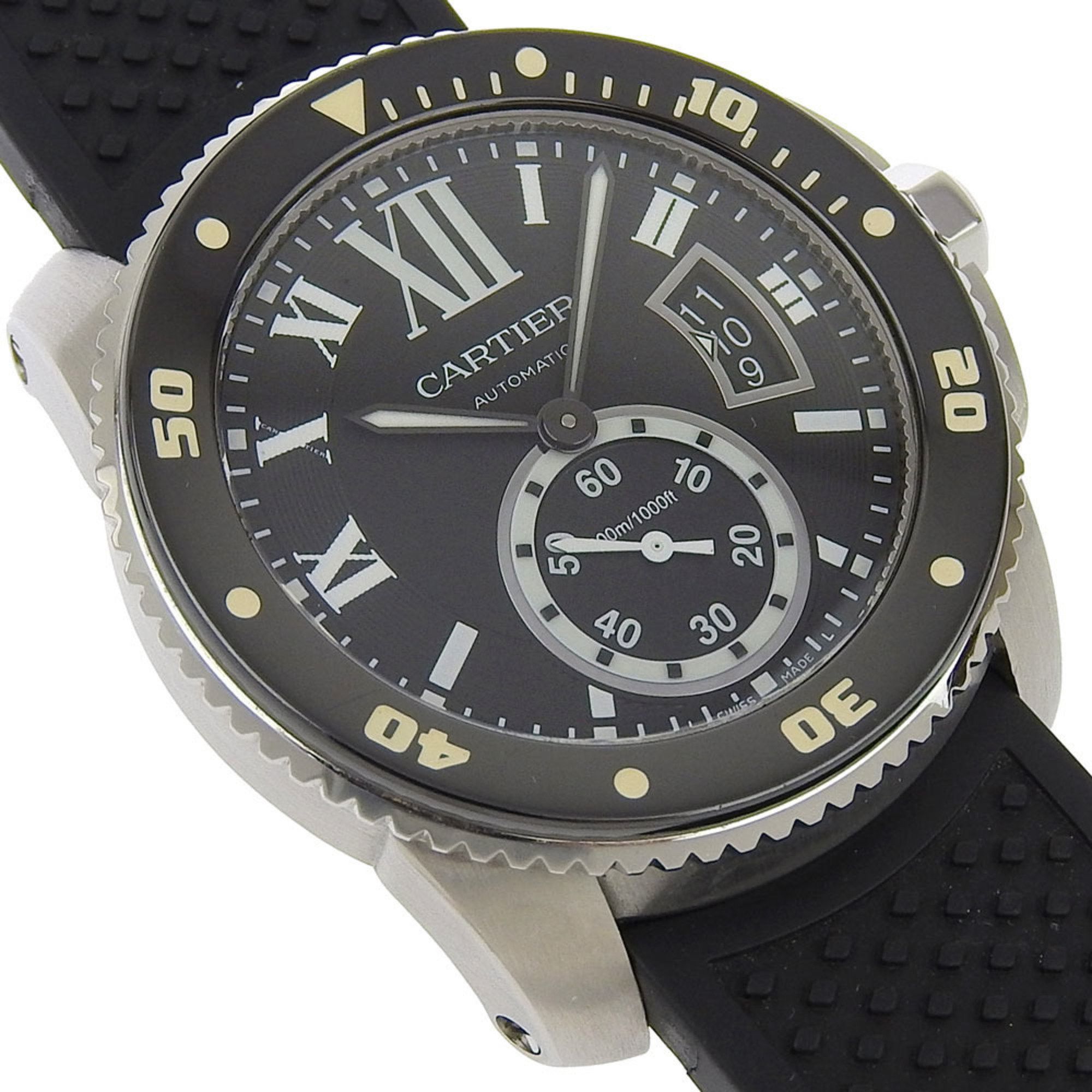 Cartier CARTIER Caliber Diver Wristwatch W7100056 Stainless Steel x Rubber Automatic Black Dial Men's Size ONE SIZE - 3 Thumbnail