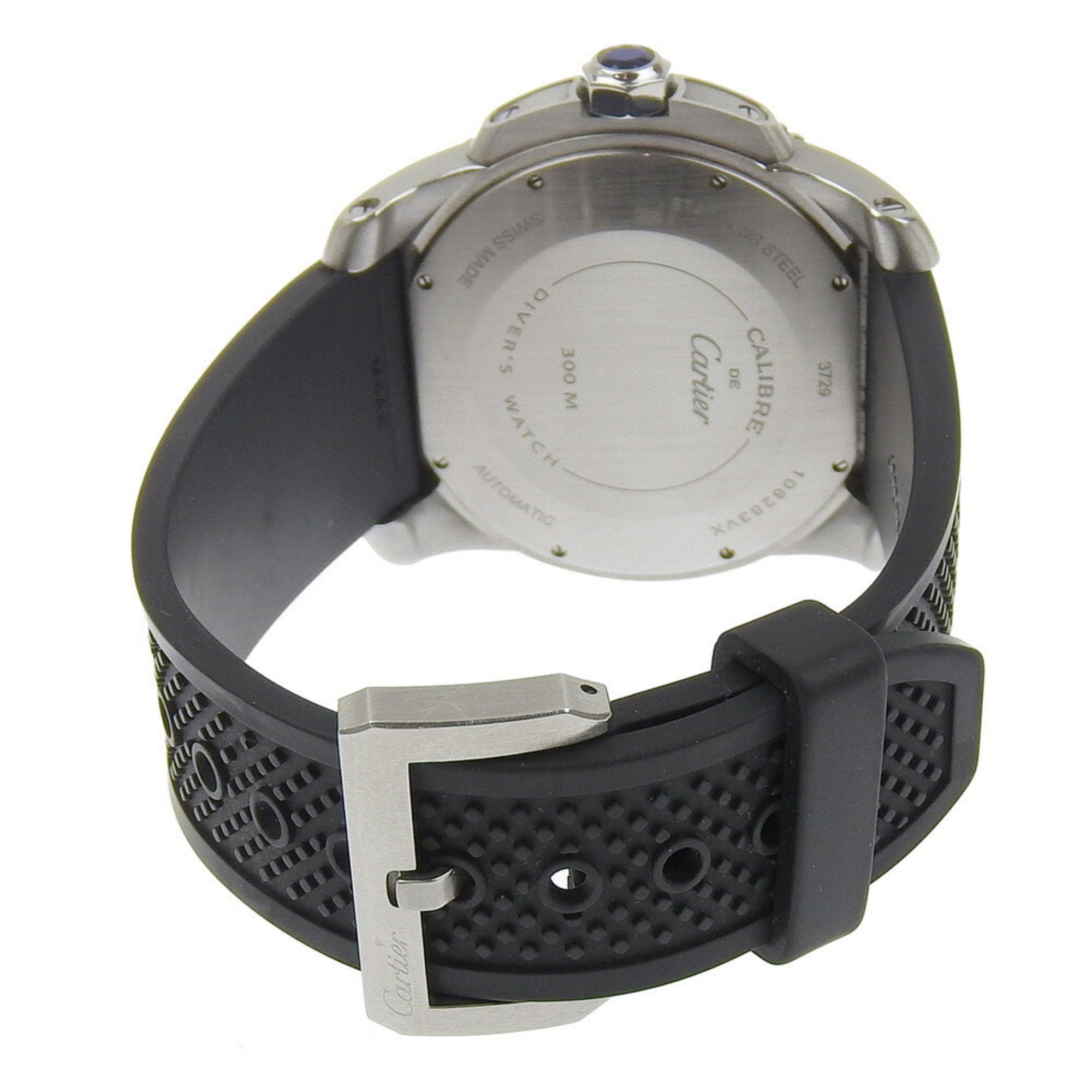 Cartier CARTIER Caliber Diver Wristwatch W7100056 Stainless Steel x Rubber Automatic Black Dial Men's Size ONE SIZE - 5 Thumbnail