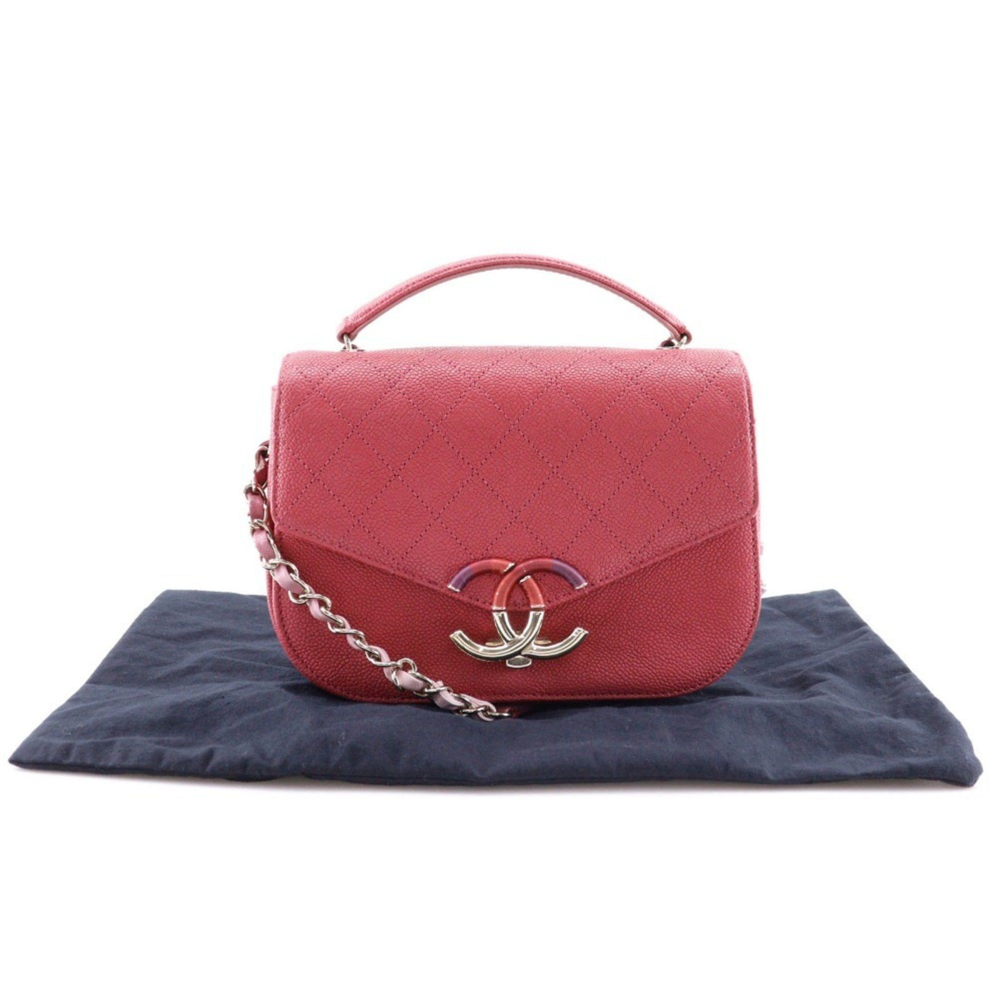 Chanel CHANEL COCO Mark Handbag Shoulder A93659 Caviar Skin 2018 Pink 2way Flap Top Handle Women's Size ONE SIZE - 14 Thumbnail