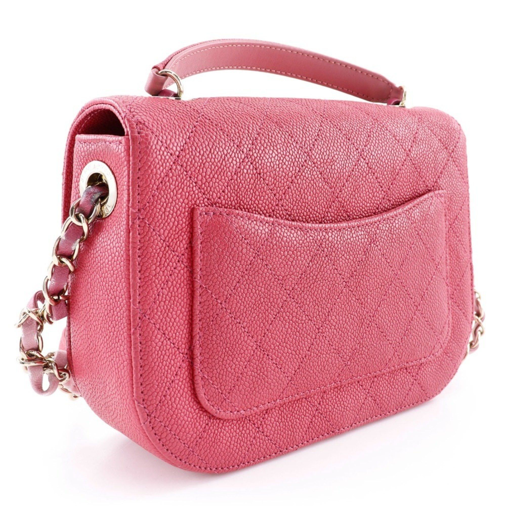 Chanel CHANEL COCO Mark Handbag Shoulder A93659 Caviar Skin 2018 Pink 2way Flap Top Handle Women's Size ONE SIZE - 3 Thumbnail