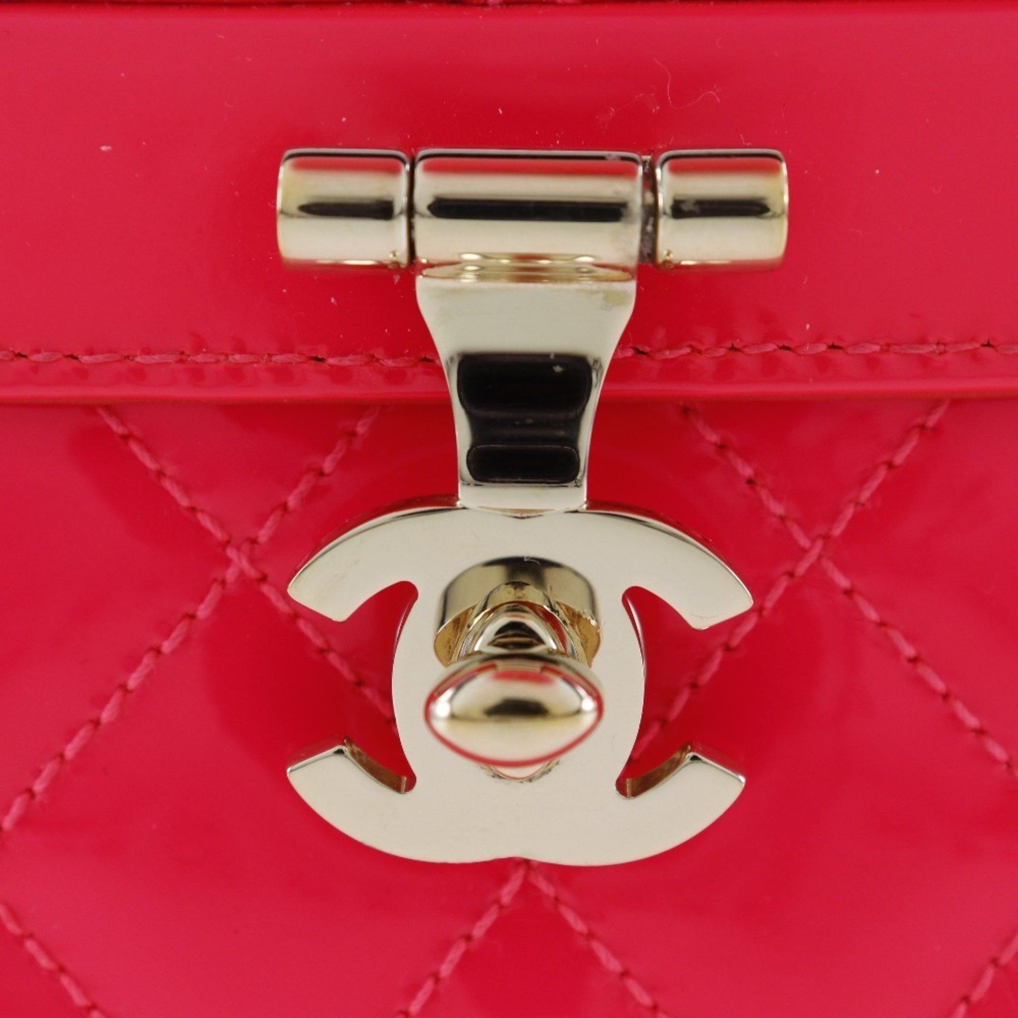 Chanel CHANEL Vanity Handbag, Matelasse Bag x Patent Leather, Pink, Turnlock, Vanity, Women's Size ONE SIZE - 9 Thumbnail
