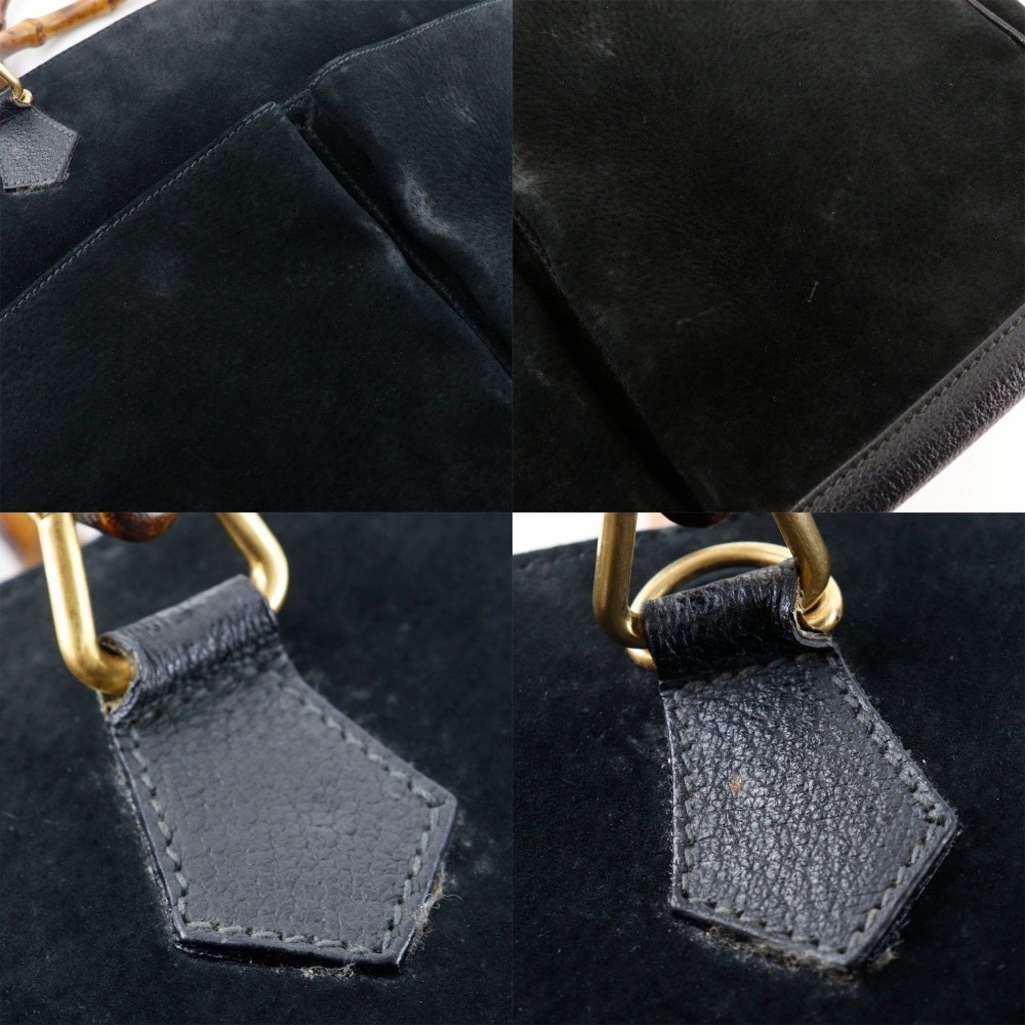 Gucci GUCCI Bamboo Tote Bag Old Gucci Suede Black Flap Bang Boot Women's Size ONE SIZE - 7 Thumbnail