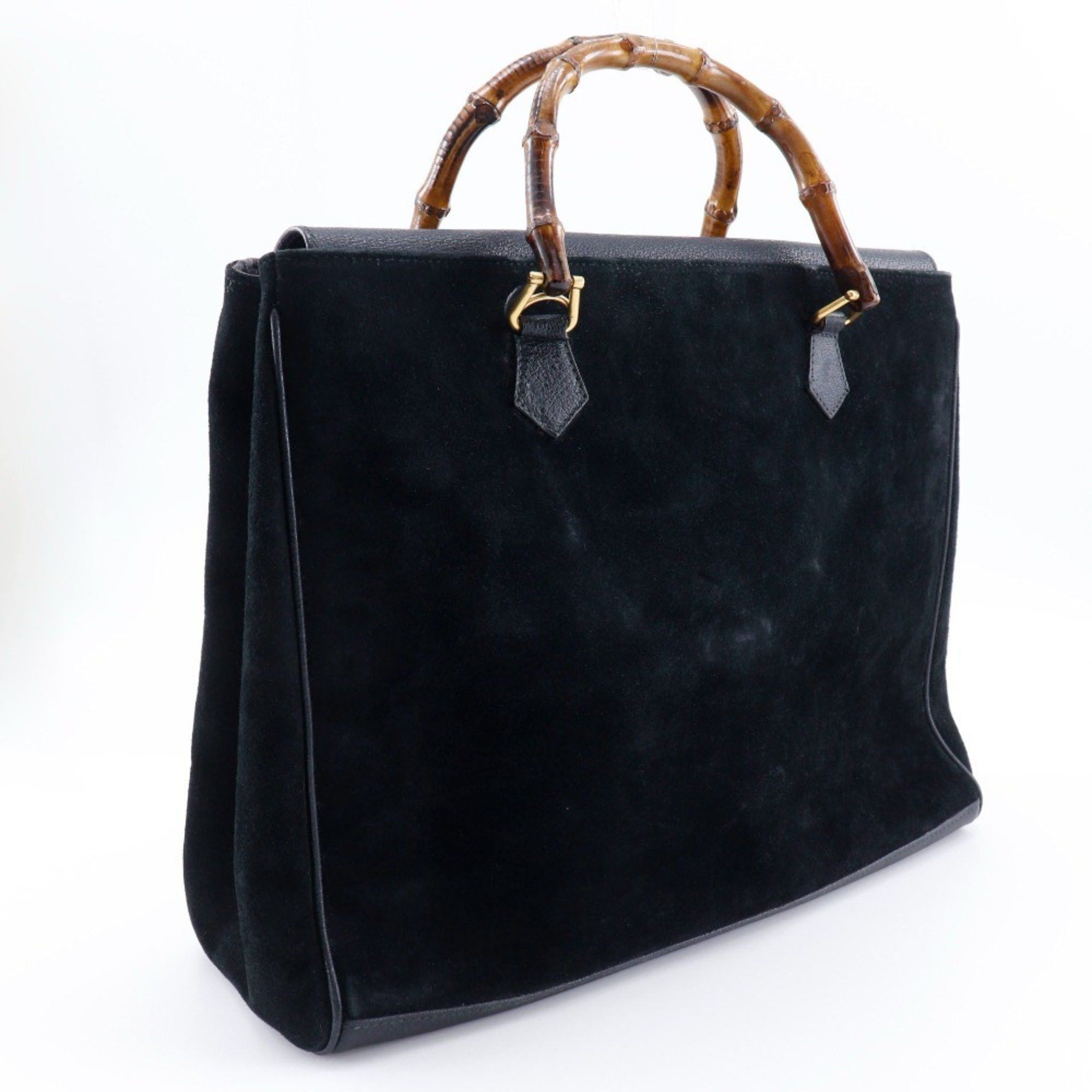 Gucci GUCCI Bamboo Tote Bag Old Gucci Suede Black Flap Bang Boot Women's Size ONE SIZE - 3 Thumbnail