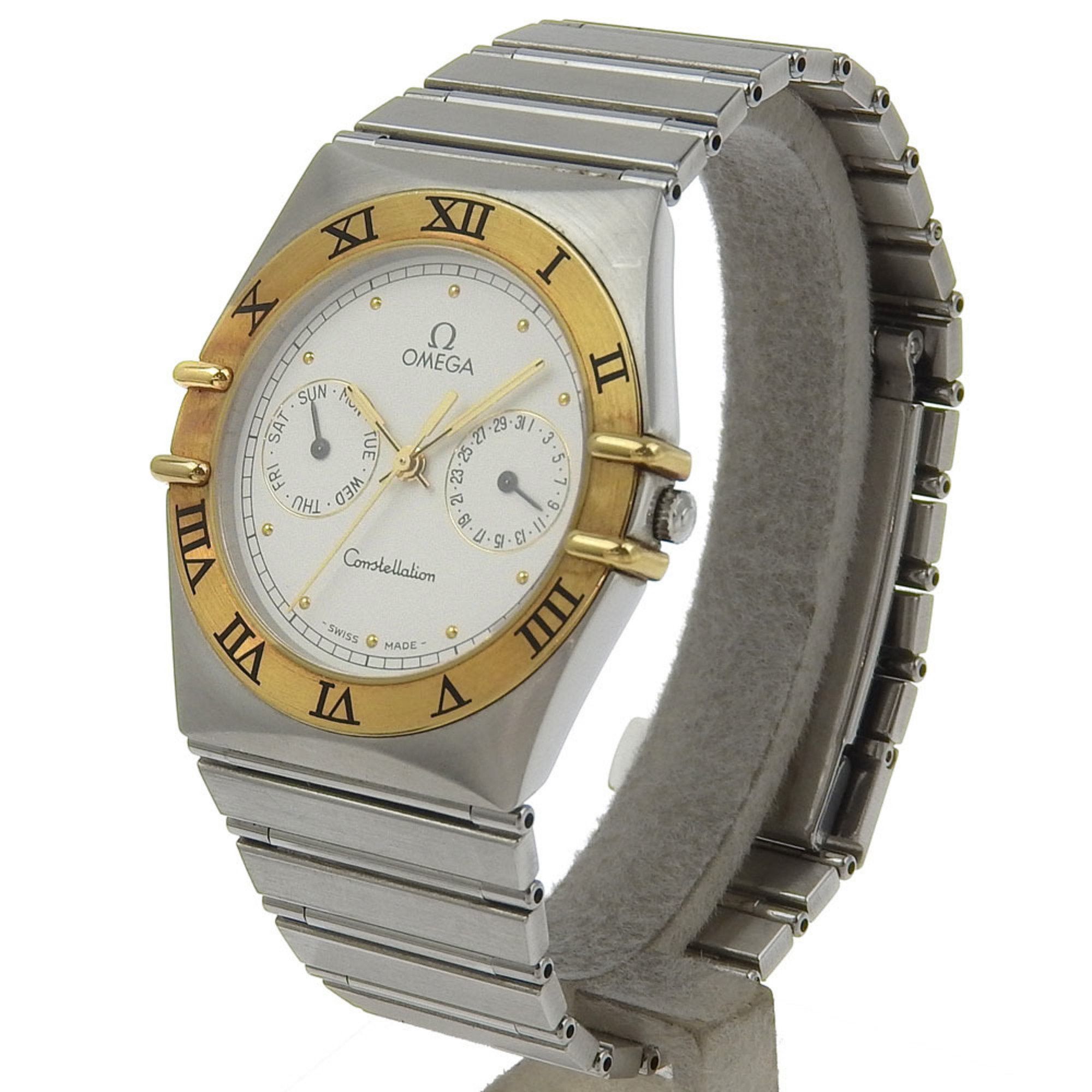 Omega OMEGA Constellation Day-Date Watch Stainless Steel x 18K Yellow Gold Quartz Multi-Hand Analog Display White Dial Boys Size ONE SIZE - 2 Thumbnail