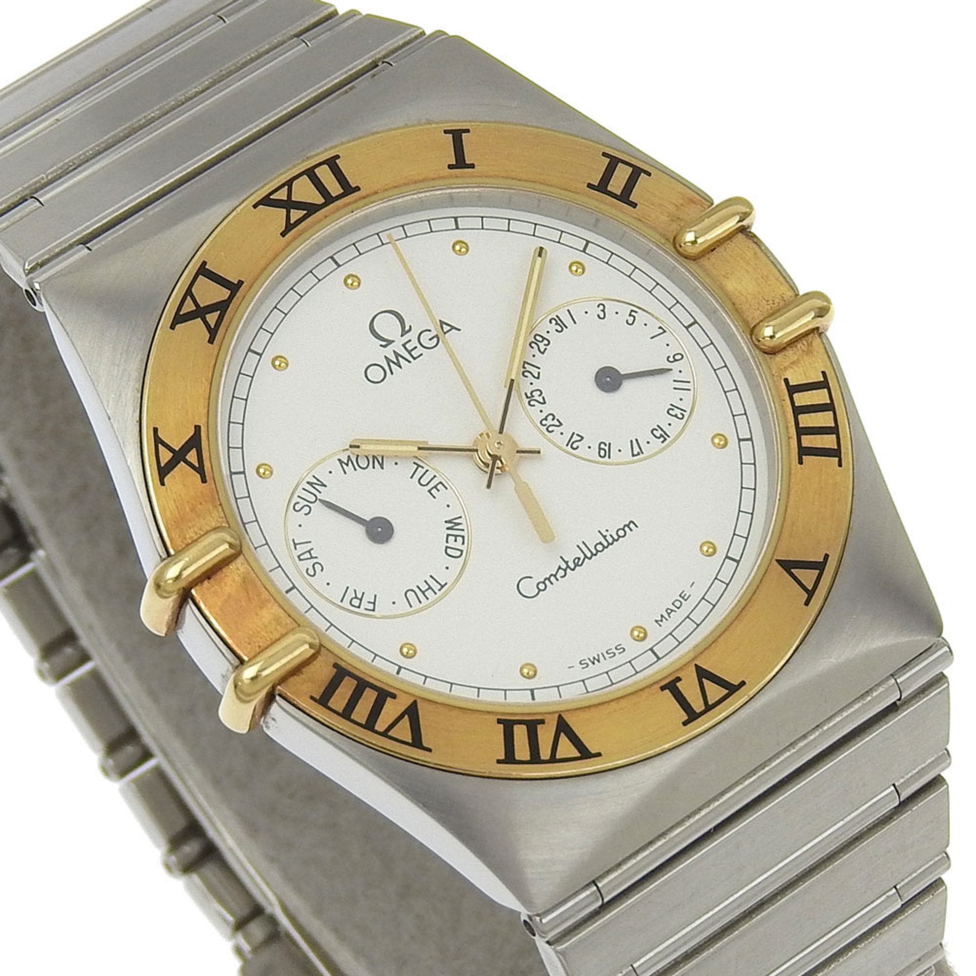 Omega OMEGA Constellation Day-Date Watch Stainless Steel x 18K Yellow Gold Quartz Multi-Hand Analog Display White Dial Boys Size ONE SIZE - 3 Thumbnail