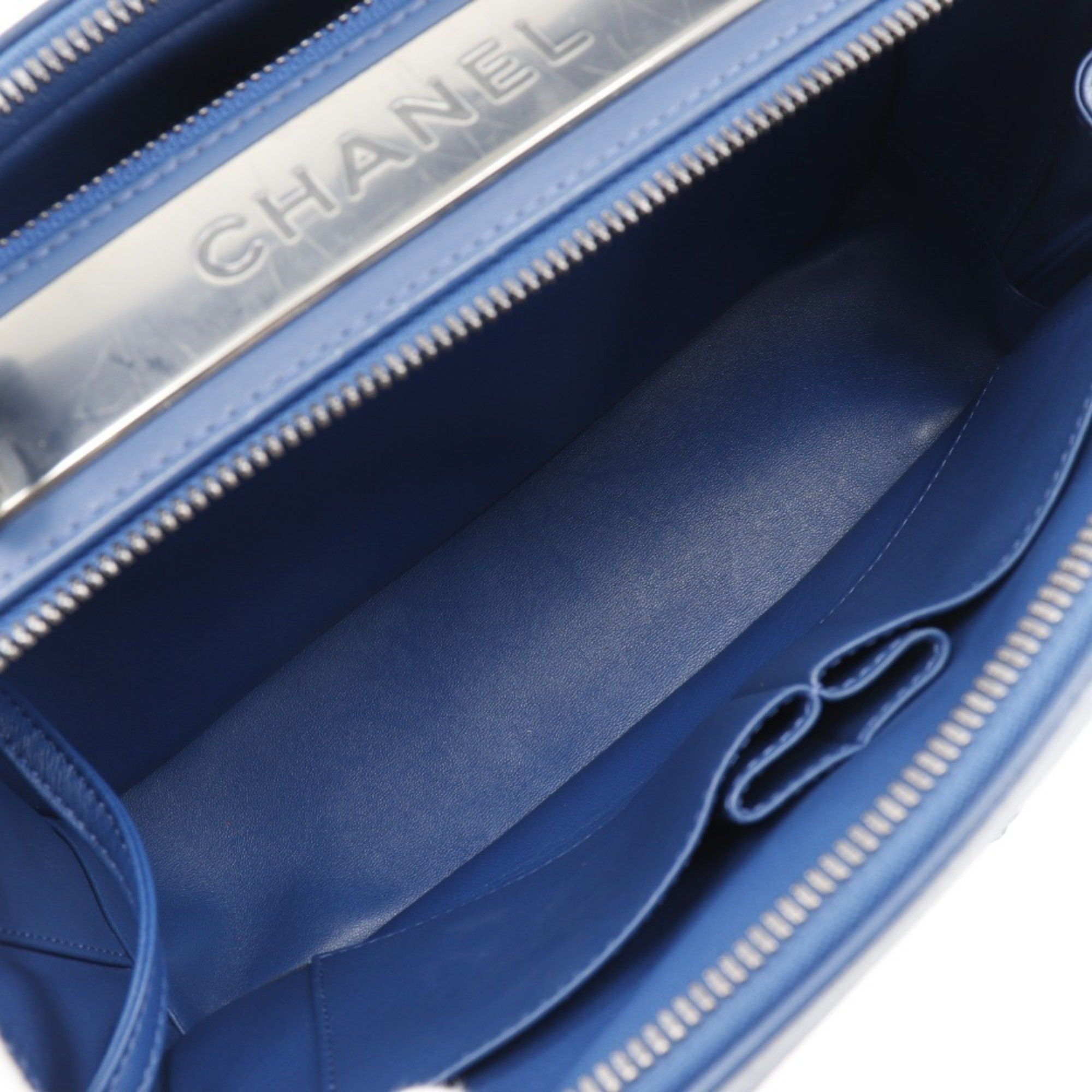 Chanel CHANEL Trendy Bowling Bag Handbag Shoulder Calfskin Blue 2way Double Women's Size ONE SIZE - 7 Thumbnail