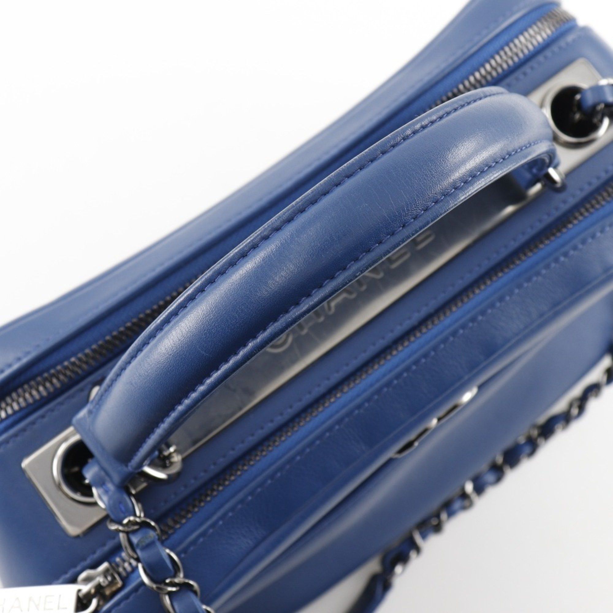 Chanel CHANEL Trendy Bowling Bag Handbag Shoulder Calfskin Blue 2way Double Women's Size ONE SIZE - 6 Thumbnail