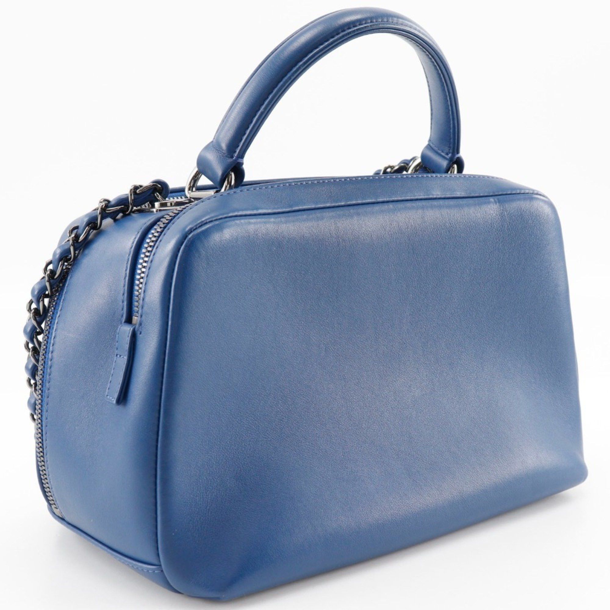 Chanel CHANEL Trendy Bowling Bag Handbag Shoulder Calfskin Blue 2way Double Women's Size ONE SIZE - 3 Thumbnail
