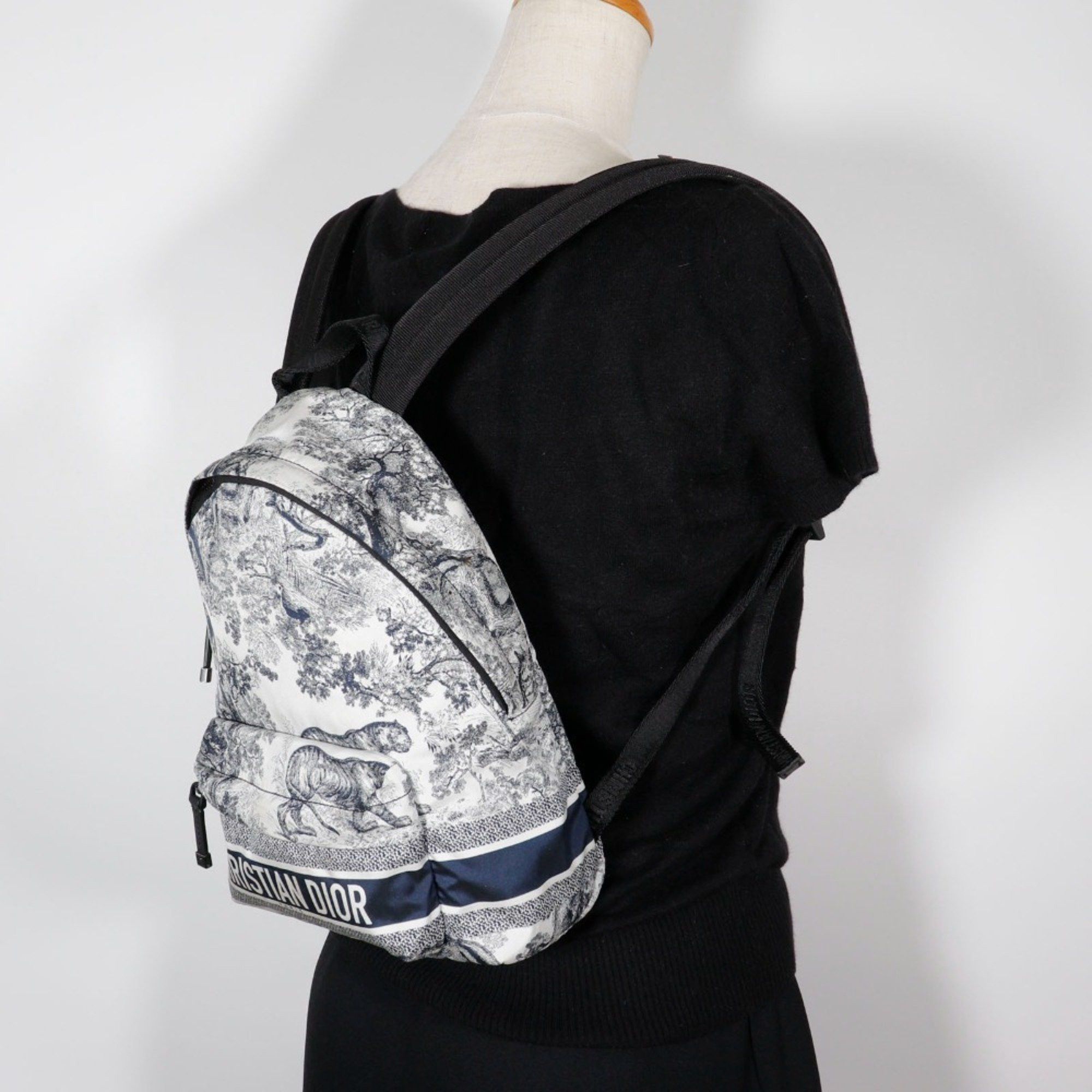 Dior Christian Dior Small Backpack Rucksack/Daypack Toile de Jouy M6108SNTJ Nylon Black/White 2way A5 Double Women's Size ONE SIZE - 12 Thumbnail