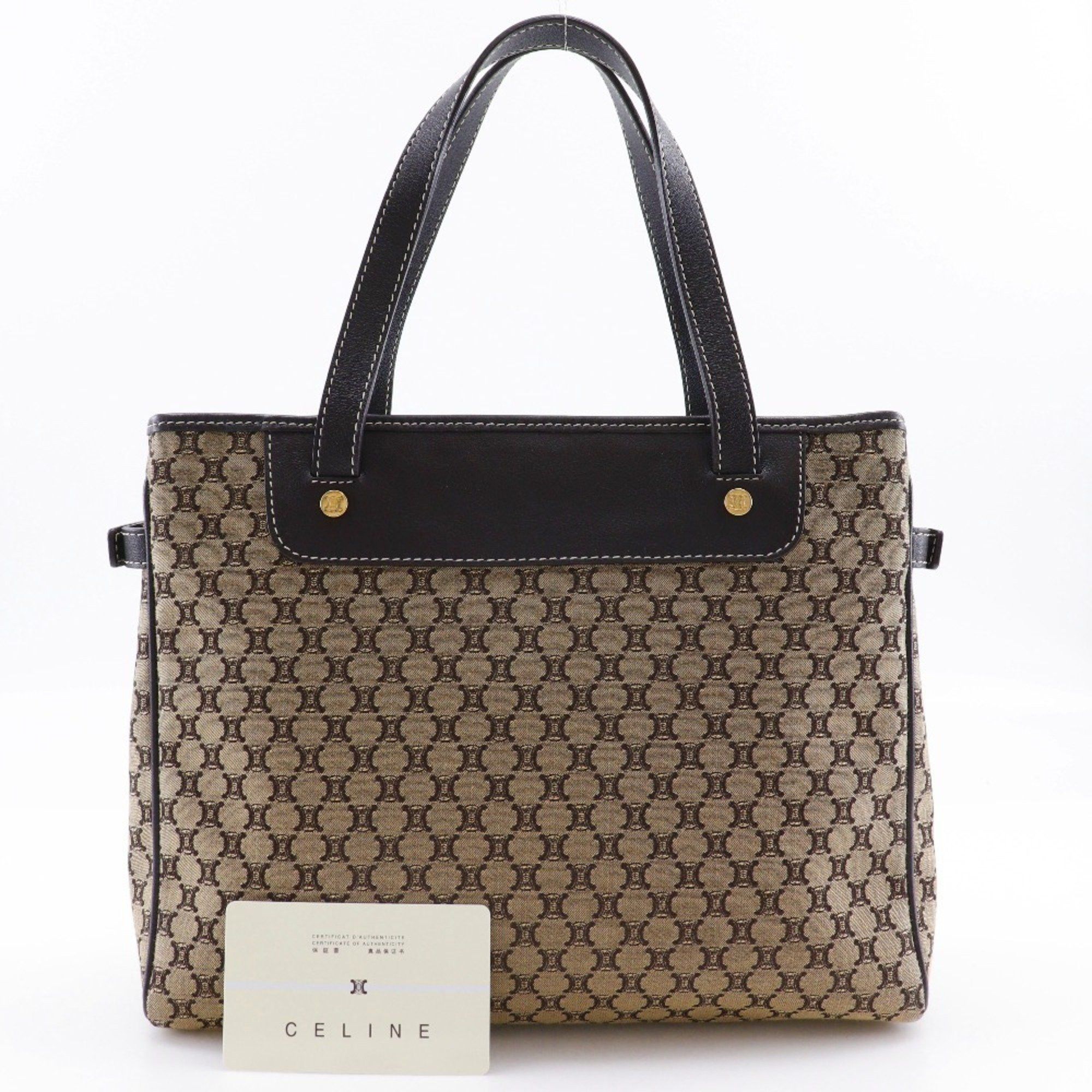 Celine CELINE Macadam Handbag Canvas x Calf Brown A5 Women's Size ONE SIZE - 8 Thumbnail