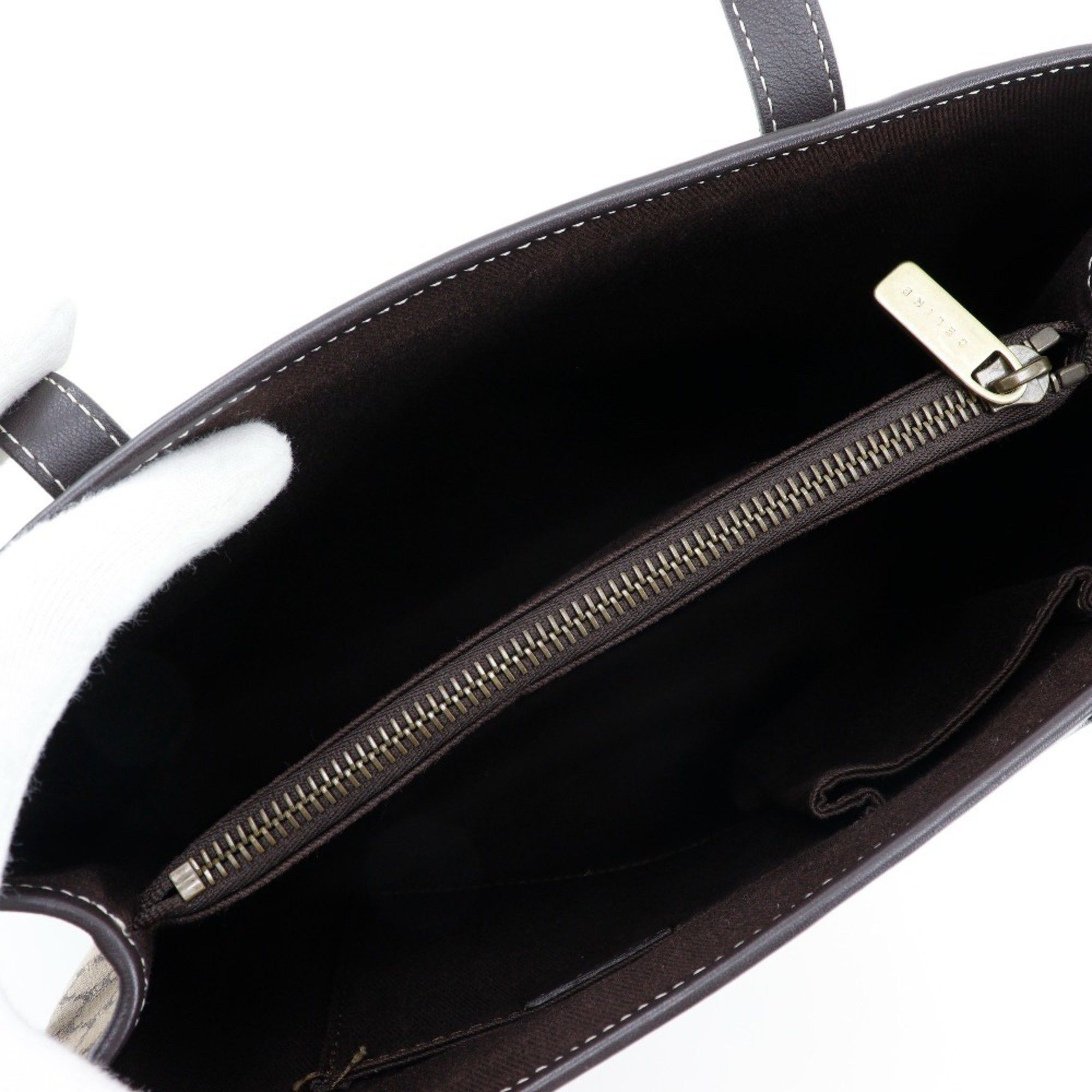 Celine CELINE Macadam Handbag Canvas x Calf Brown A5 Women's Size ONE SIZE - 6 Thumbnail