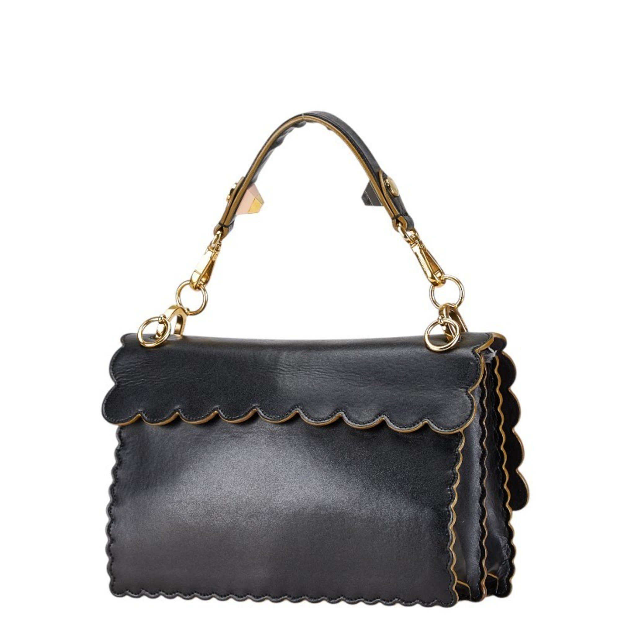 Fendi FENDI Canai Chain Shoulder Bag Handbag 8BT283 Black Gold Leather Women's Size ONE SIZE - 2 Thumbnail