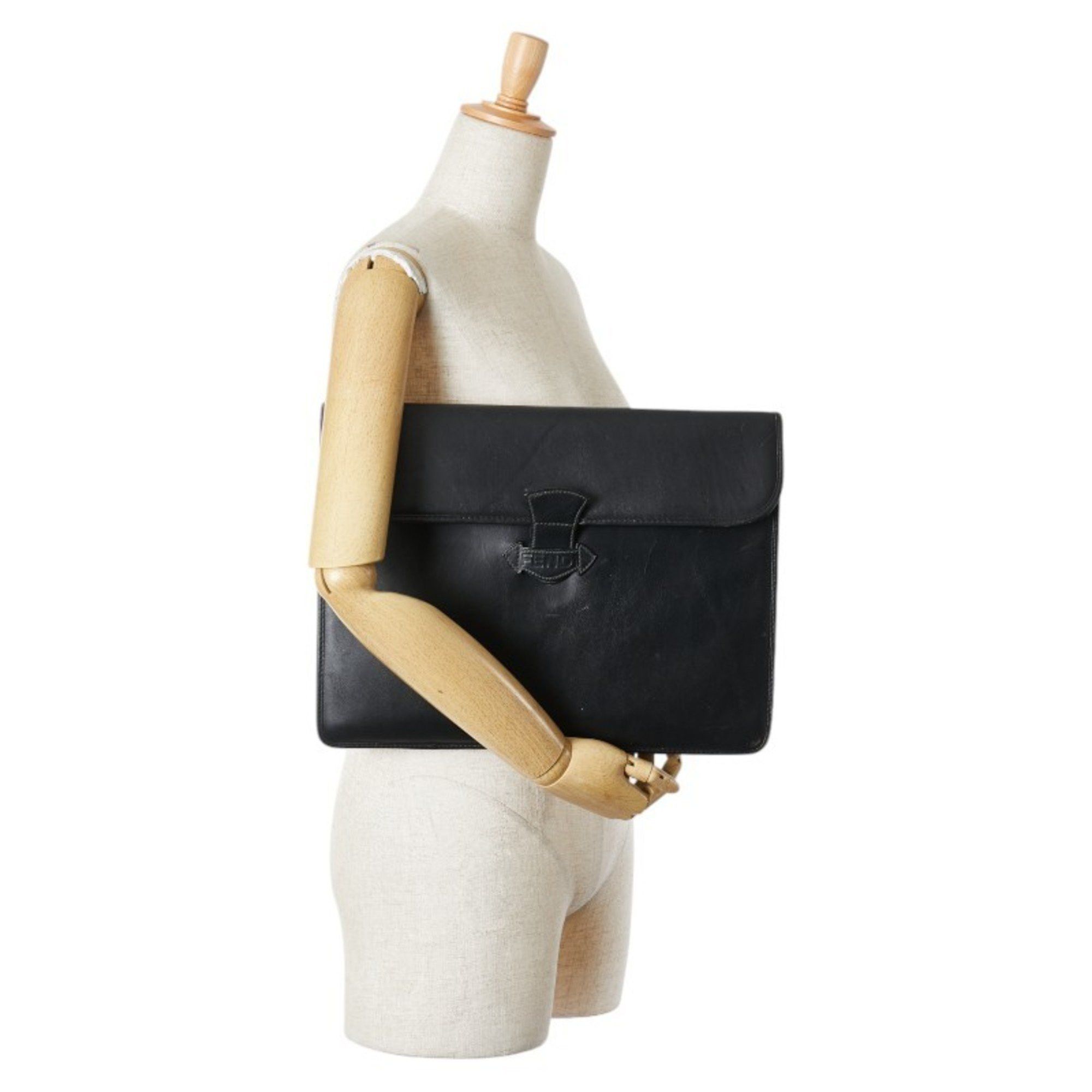 Fendi FENDI Clutch Bag Second Black Leather Men's Size ONE SIZE - 8 Thumbnail