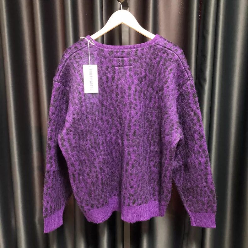 WACKO MARIA purple leopard mohair CARDIGAN knit open