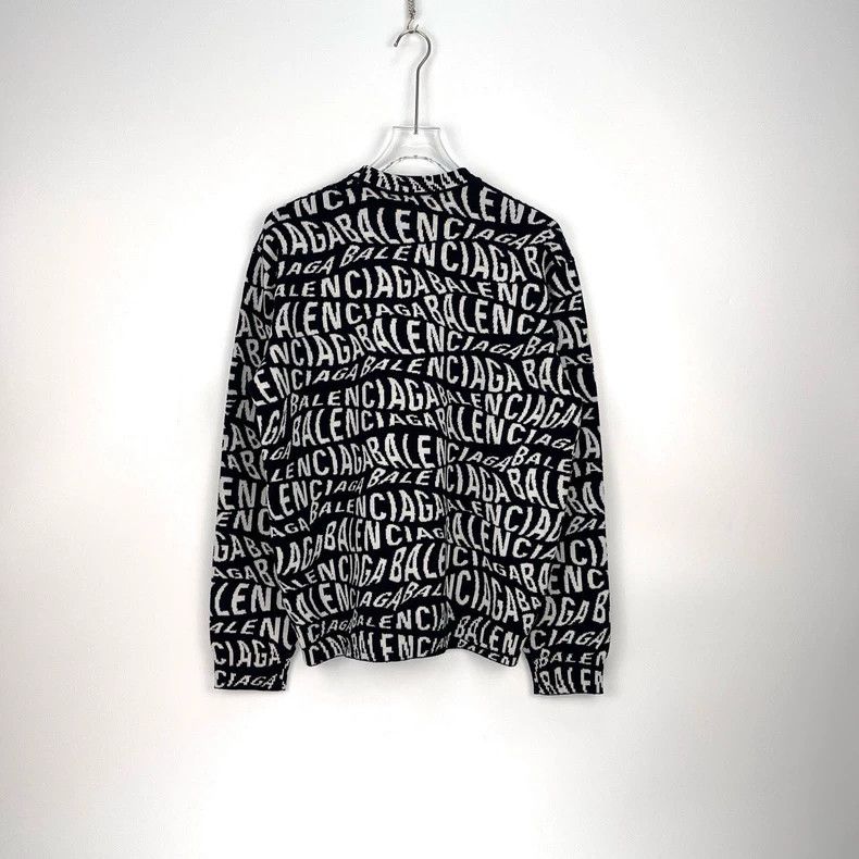 Balenciaga black and white geometric letter printed sweater