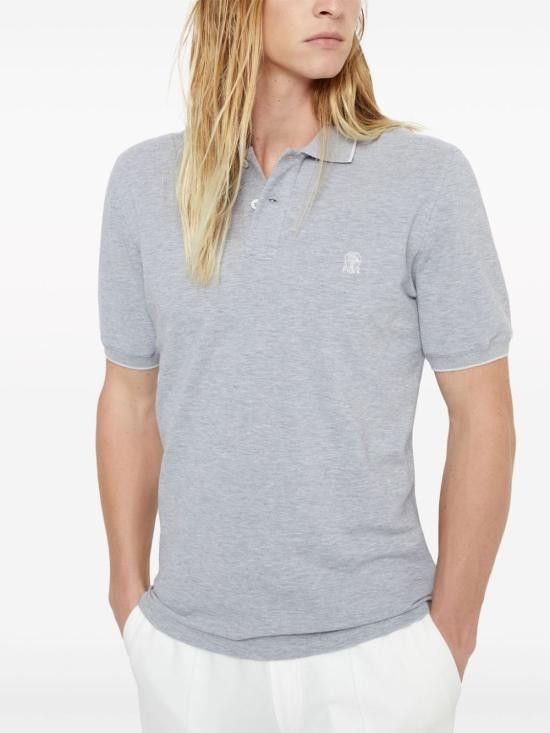Brunello Cucinelli BRUNELLO CUCINELLI Men Polo Shirts ME8549779G CQ087 Grey Size US XL / EU 56 / 4 - 3 Thumbnail