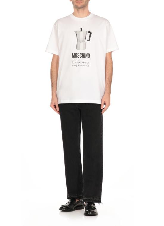 Moschino MOSCHINO Men T-Shirts 0706 02411001 White Size US L / EU 52-54 / 3 - 3 Thumbnail