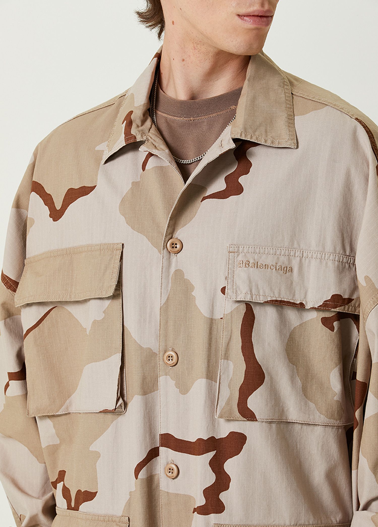 Balenciaga BB Corp Cargo Shirt Large Fit Khaki Size US S / EU 44-46 / 1 - 3 Thumbnail