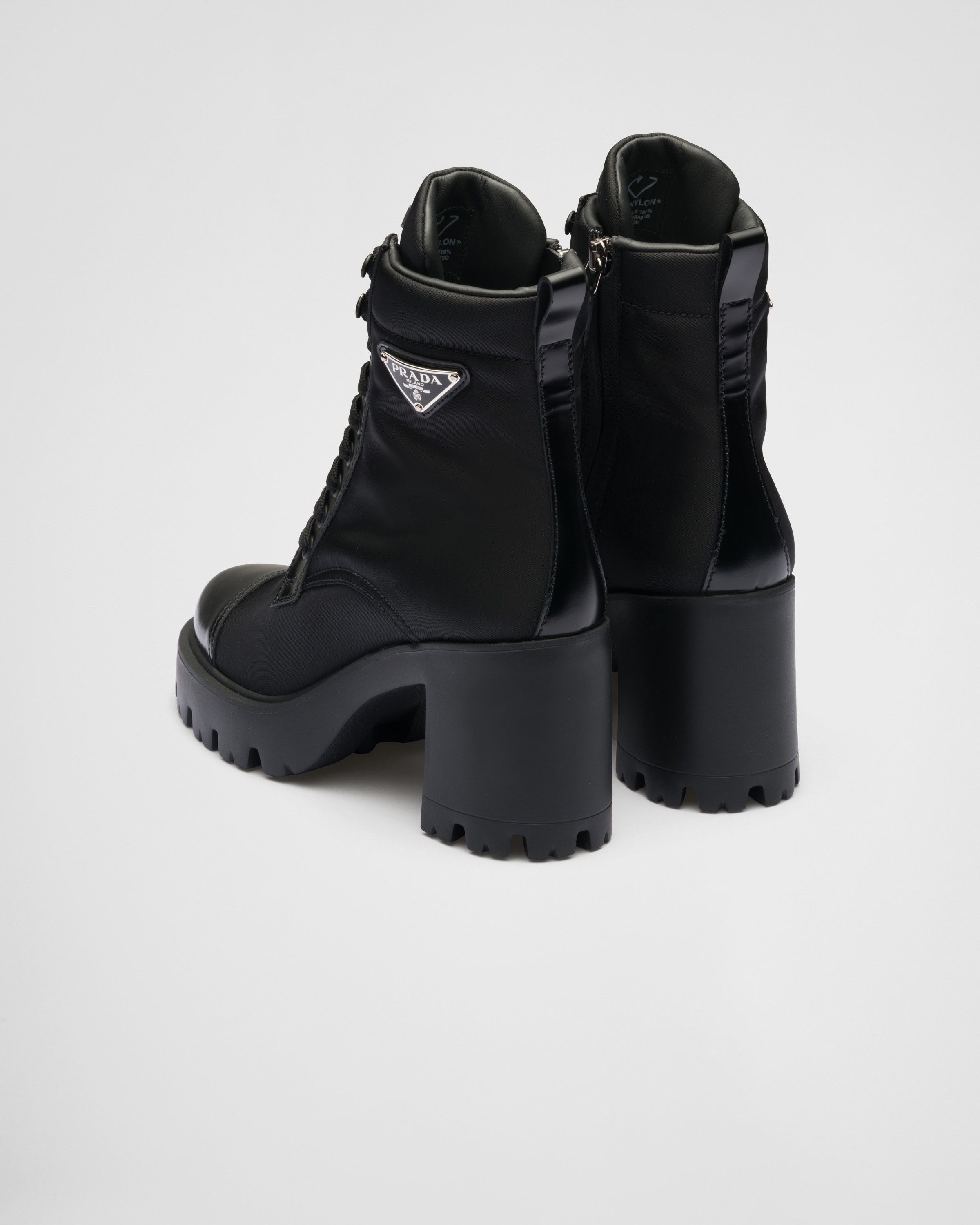 Re-Nylon and leather booties
