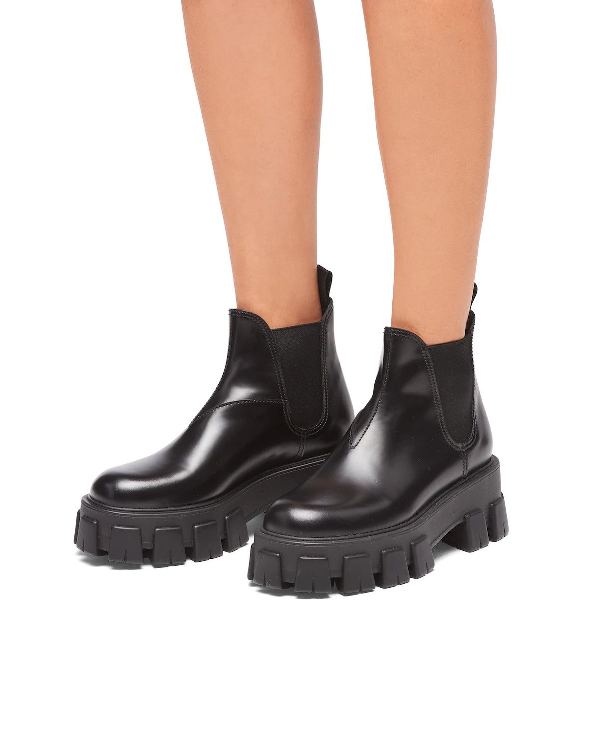 Prada Monolith Brushed Leather Chelsea Boots Size US 7 / IT 37 - 5 Thumbnail
