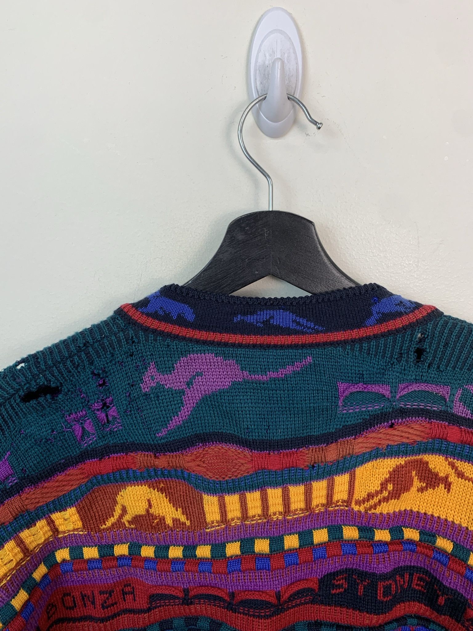 Other Vintage Sweater 1990s Knit Coogi Emaroo Austrailian Distressed Knit Cardigan Size S Size US S / EU 44-46 / 1 - 7 Thumbnail