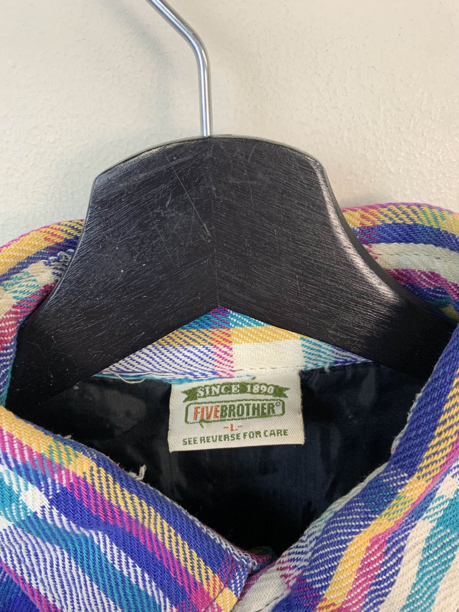 Flannel Vintage Flannel 1990s Five Brother CMY Check Thick Quilted Flannel Size L Size US L / EU 52-54 / 3 - 2 Thumbnail