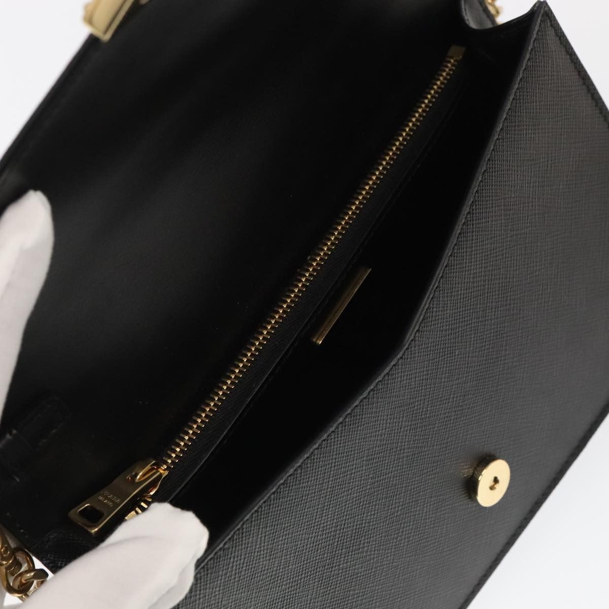 Prada Saffiano Black Leather Shoulder Bag (Pre-Owned) Size ONE SIZE - 13 Thumbnail