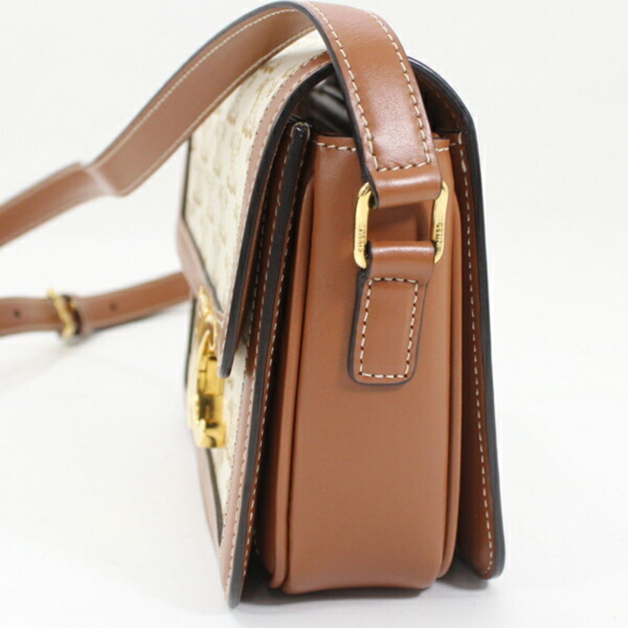 Celine Celine Shoulder Bag Teen Triomphe White 188882BZ4.01BC CELINE Calf Leather Women's Size ONE SIZE - 3 Thumbnail
