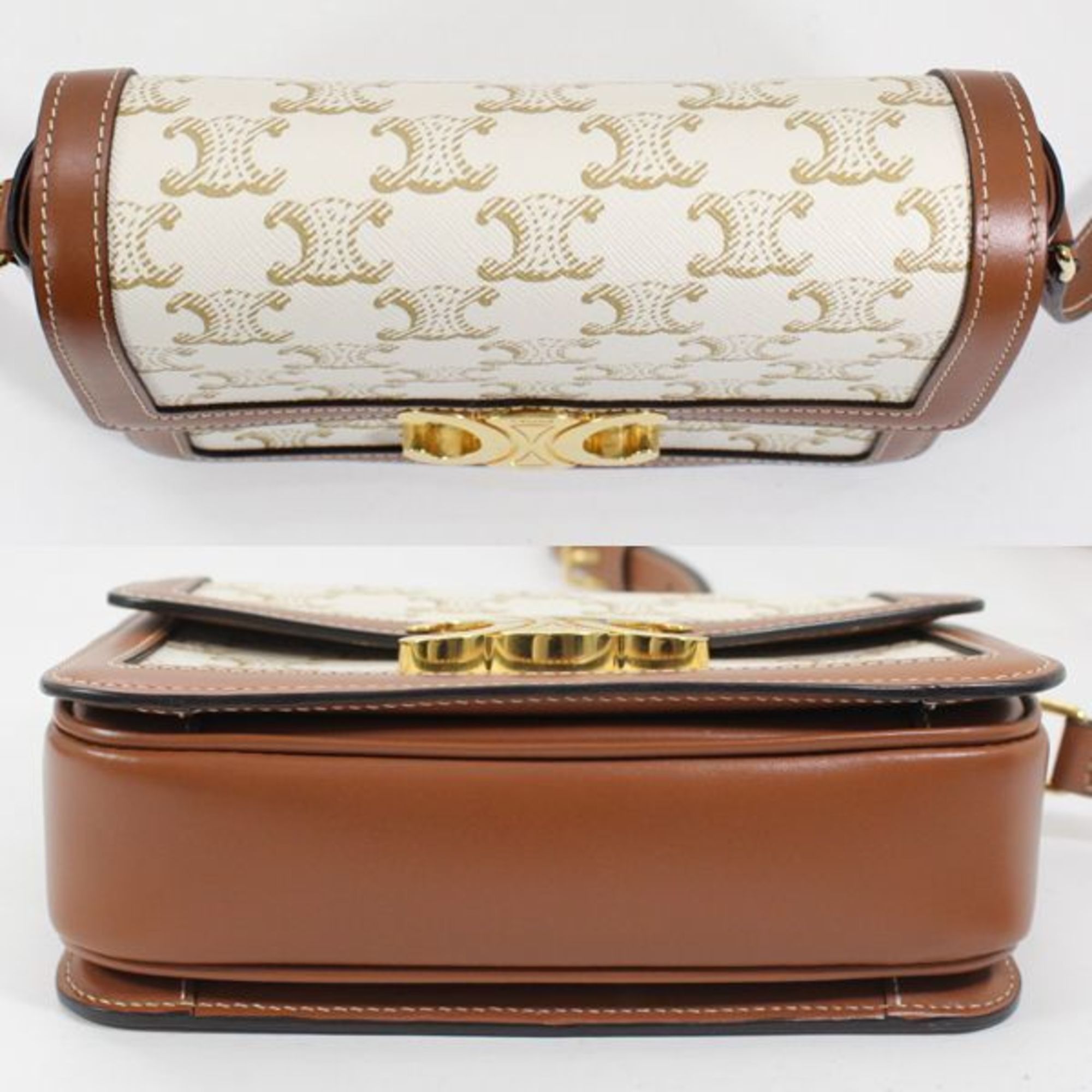 Celine Celine Shoulder Bag Teen Triomphe White 188882BZ4.01BC CELINE Calf Leather Women's Size ONE SIZE - 9 Thumbnail