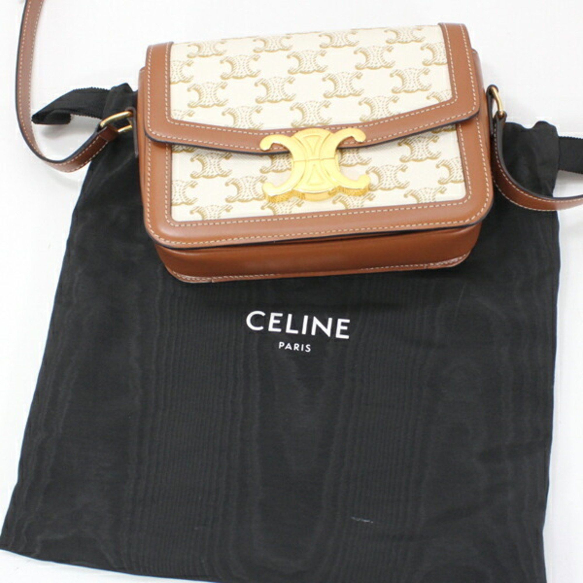 Celine Celine Shoulder Bag Teen Triomphe White 188882BZ4.01BC CELINE Calf Leather Women's Size ONE SIZE - 15 Thumbnail