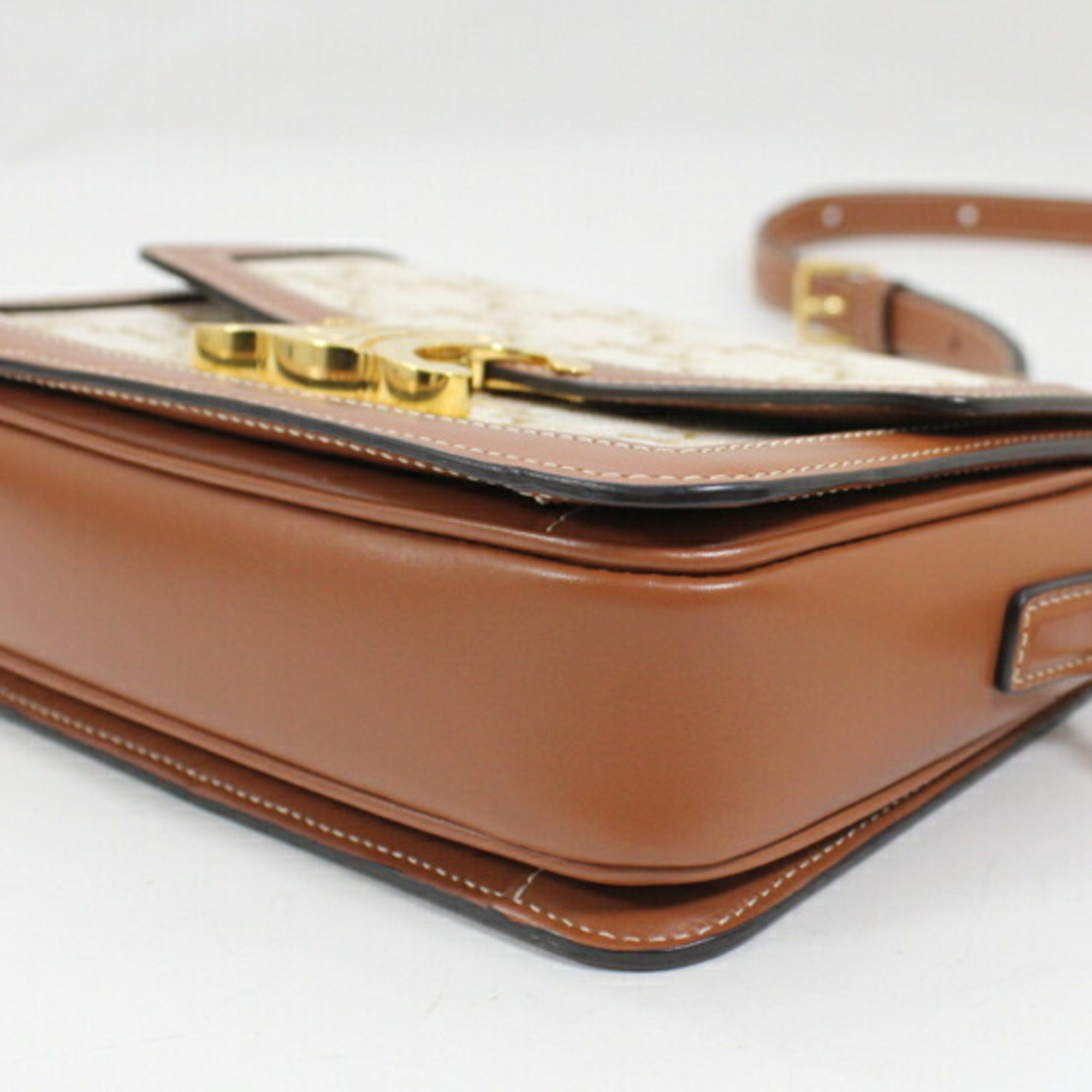 Celine Celine Shoulder Bag Teen Triomphe White 188882BZ4.01BC CELINE Calf Leather Women's Size ONE SIZE - 7 Thumbnail