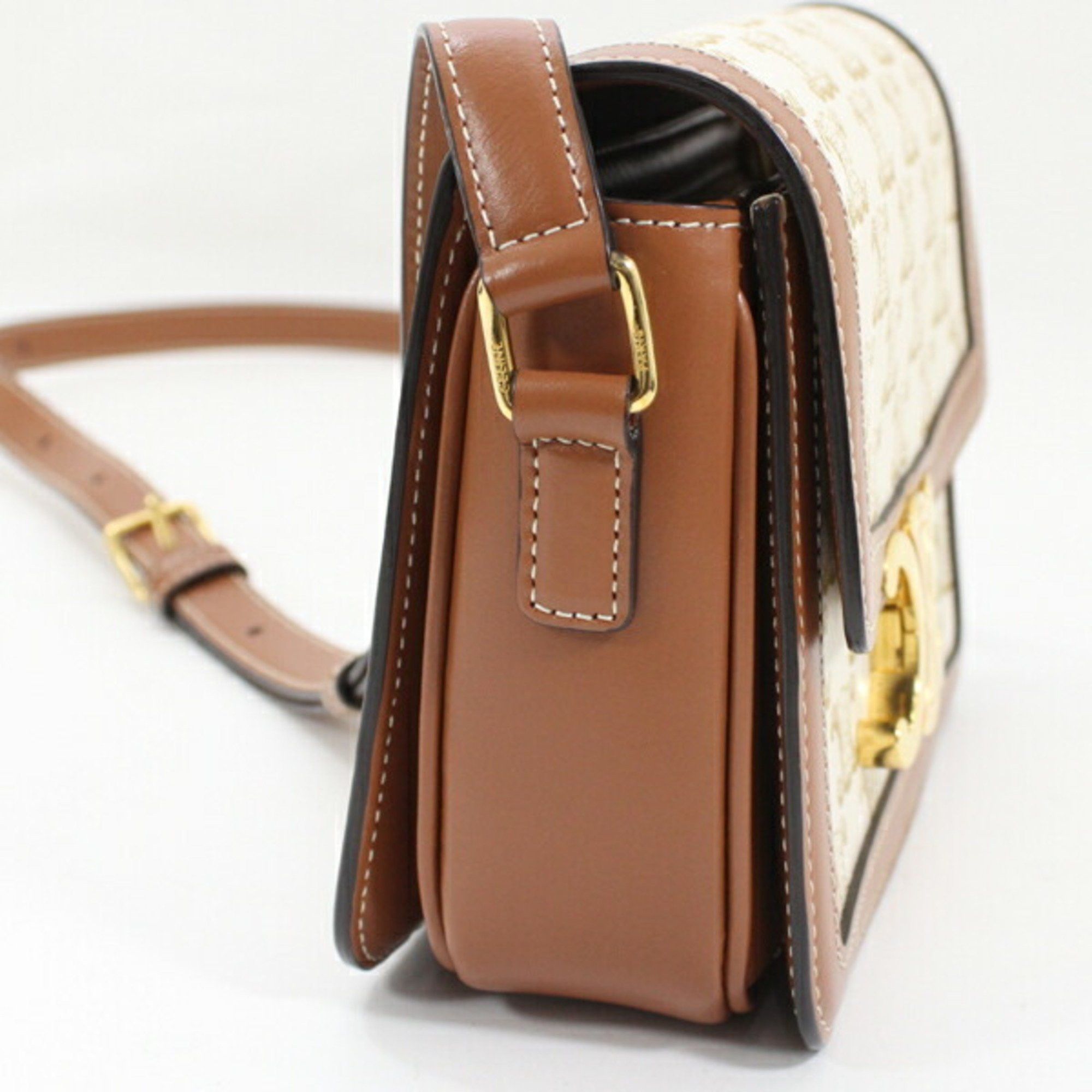 Celine Celine Shoulder Bag Teen Triomphe White 188882BZ4.01BC CELINE Calf Leather Women's Size ONE SIZE - 4 Thumbnail
