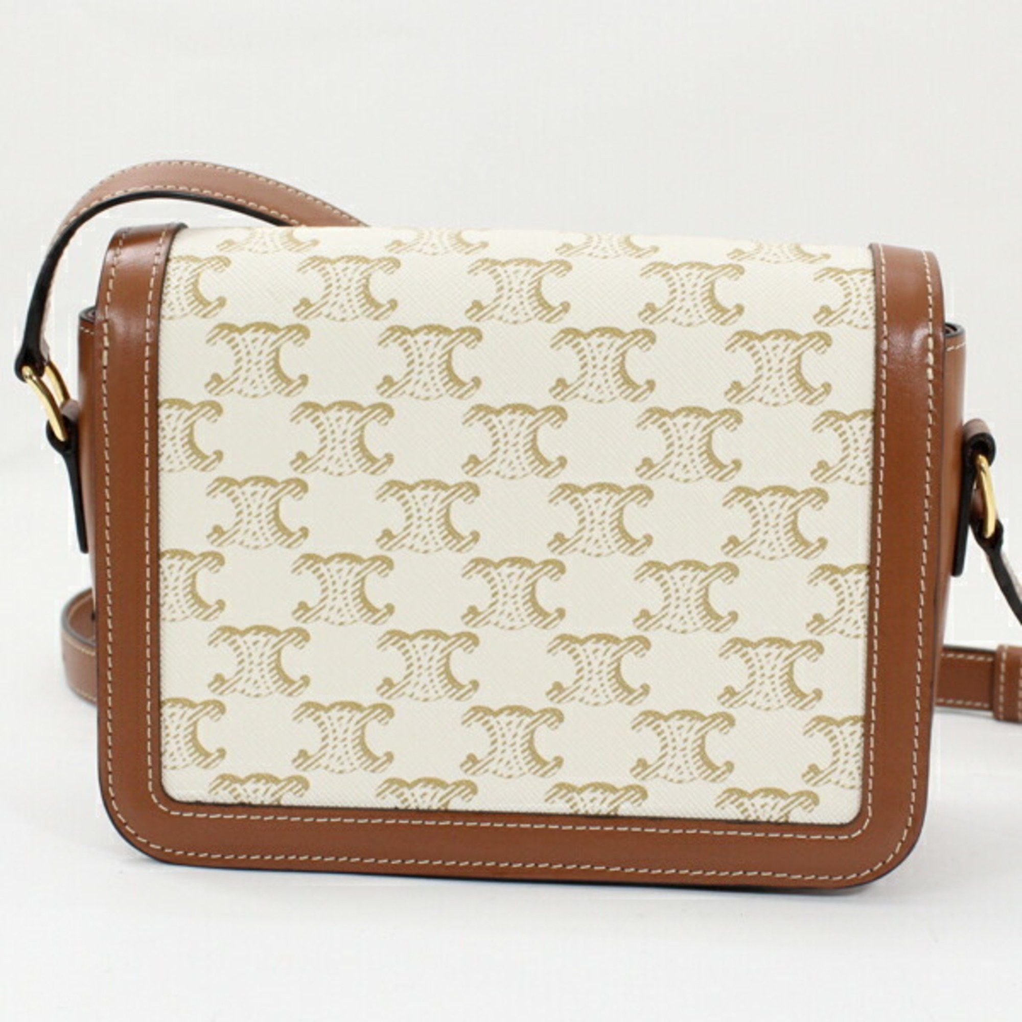 Celine Celine Shoulder Bag Teen Triomphe White 188882BZ4.01BC CELINE Calf Leather Women's Size ONE SIZE - 2 Thumbnail