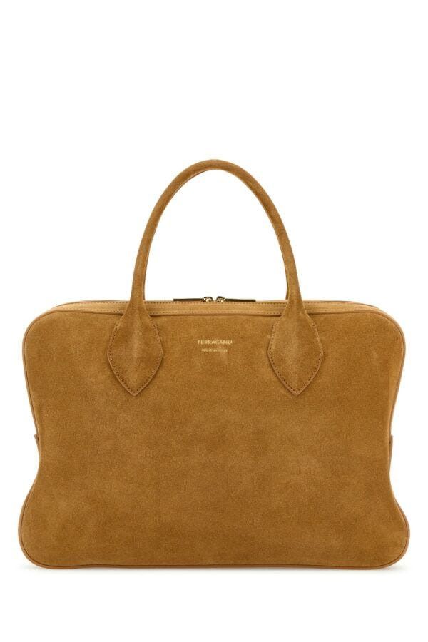 Salvatore Ferragamo Camel Suede Medium Handbag Size ONE SIZE - 3 Thumbnail