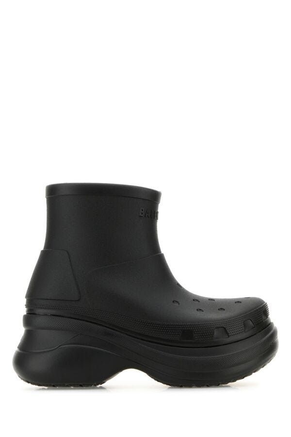 Balenciaga Black Rubber Crocs Ankle Boots Size US 8 / EU 41 - 3 Thumbnail