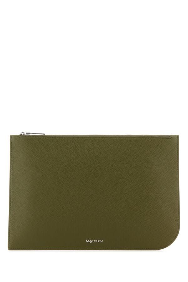 Alexander McQueen Olive Green Leather Large Sling Pouch Size ONE SIZE - 3 Thumbnail