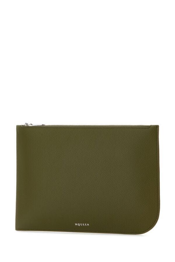 Alexander McQueen Olive Green Leather Large Sling Pouch Size ONE SIZE - 4 Thumbnail