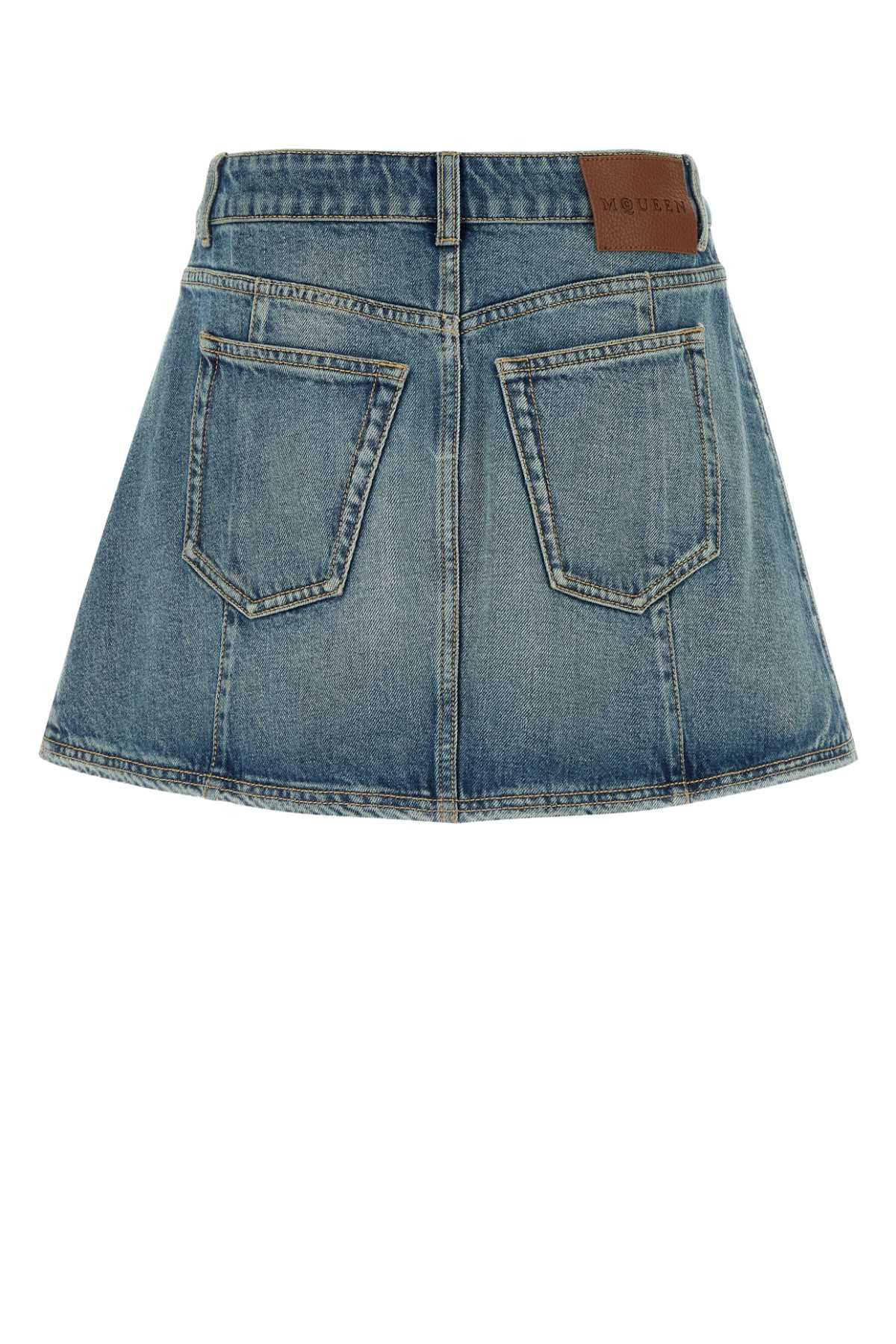 Alexander McQueen Denim Mini Skirt Size 27" / US 4 / IT 40 - 2 Thumbnail