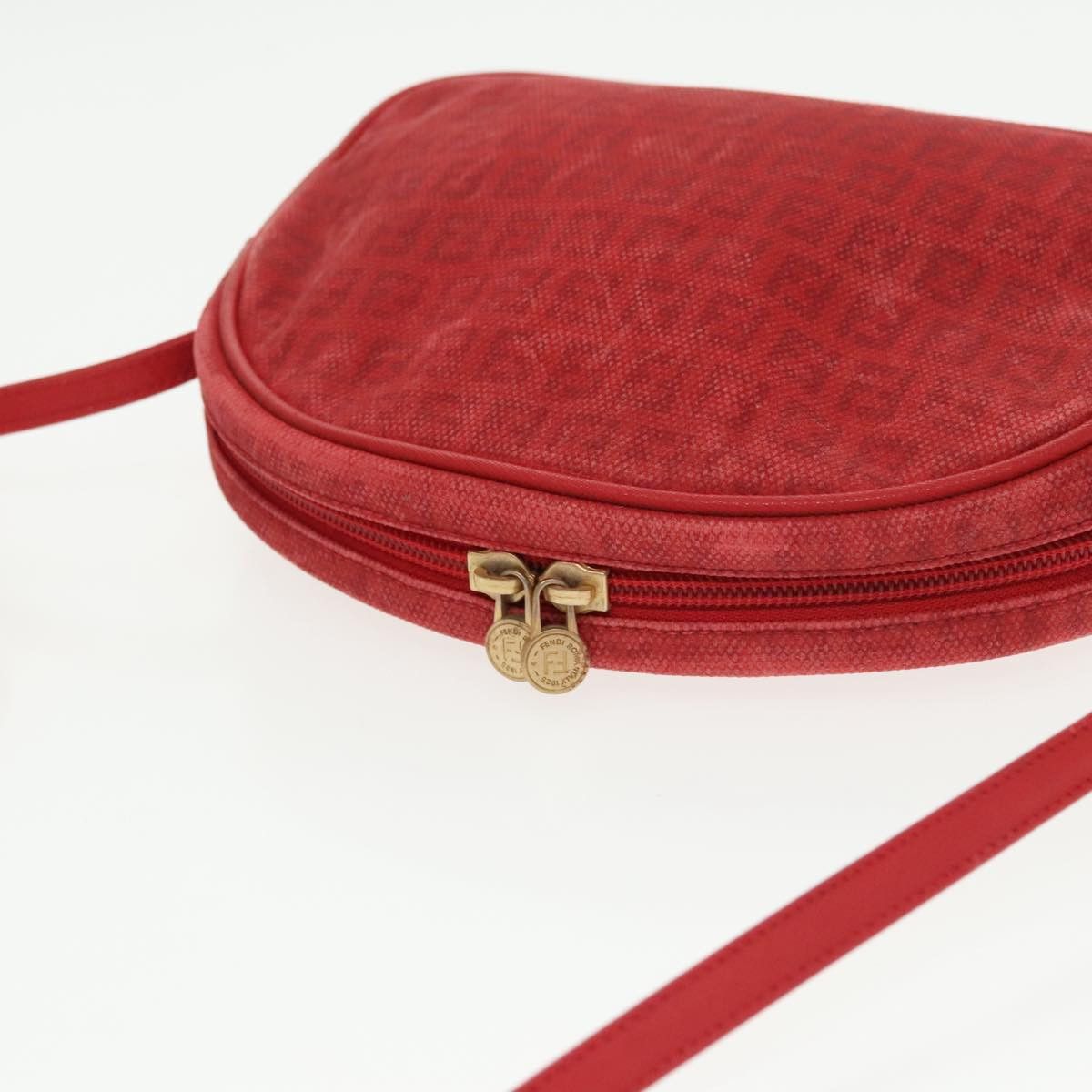 Fendi Zucchino Red Canvas Shoulder Bag (Pre-Owned) Size ONE SIZE - 12 Thumbnail