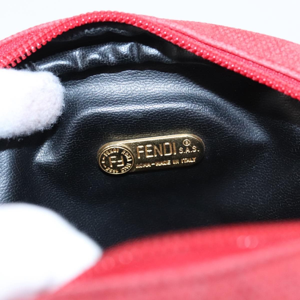 Fendi Zucchino Red Canvas Shoulder Bag (Pre-Owned) Size ONE SIZE - 9 Thumbnail