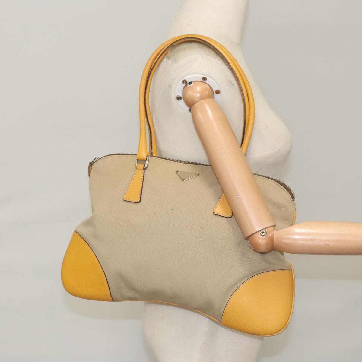 Prada Beige Canvas Handbag (Pre-Owned) Size ONE SIZE - 11 Thumbnail