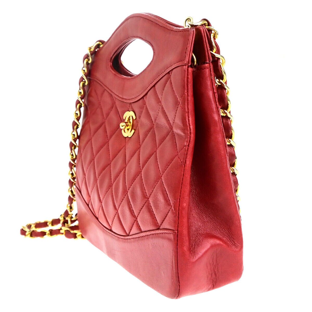 Chanel Cabas Red Leather Handbag (Pre-Owned) Size ONE SIZE - 3 Thumbnail