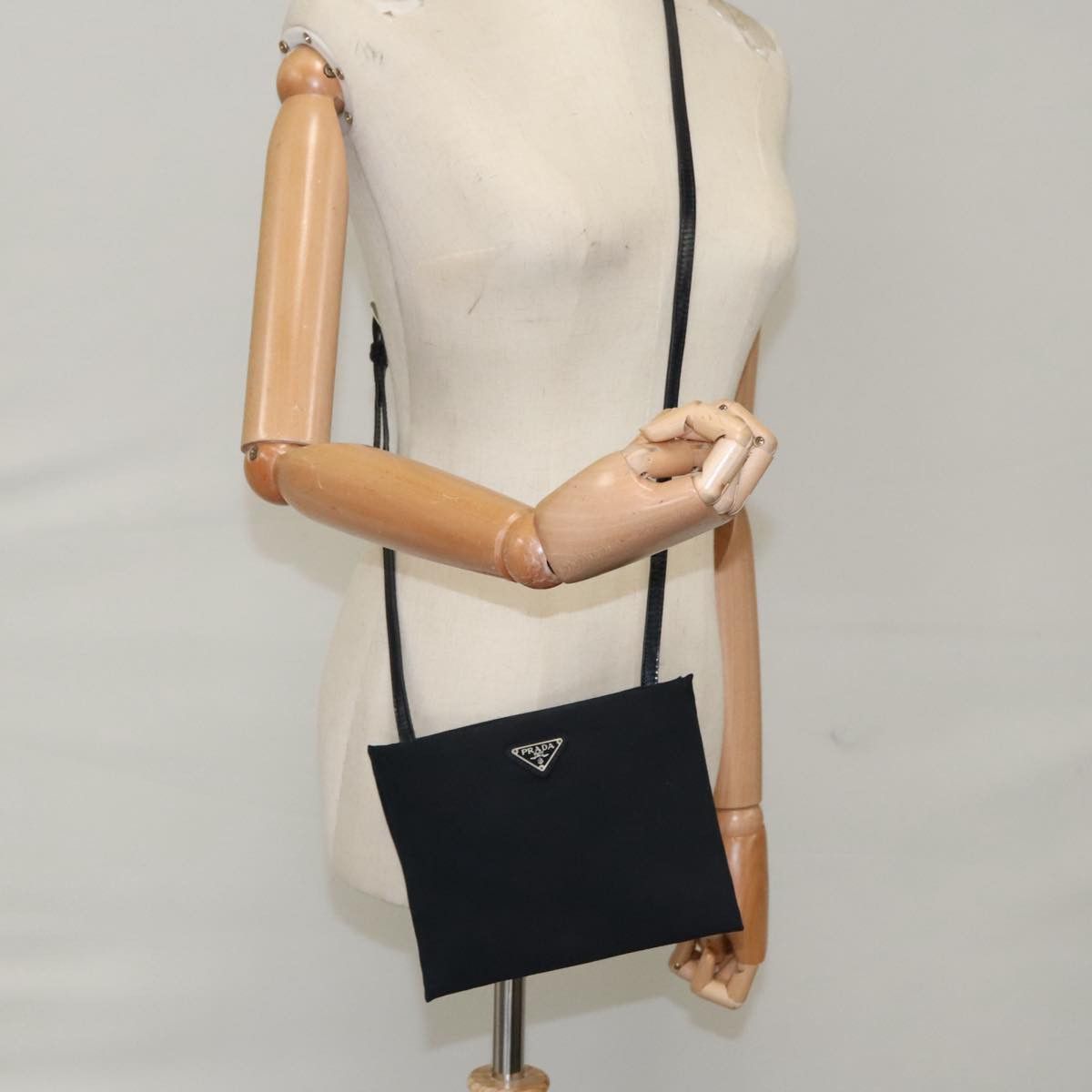 Prada Black Canvas Shoulder Bag (Pre-Owned) Size ONE SIZE - 10 Thumbnail
