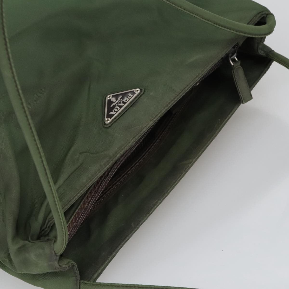 Prada Tessuto Khaki Canvas Handbag (Pre-Owned) Size ONE SIZE - 14 Thumbnail