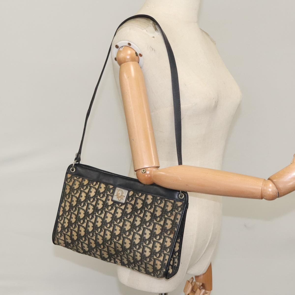 Dior Trotter Navy Canvas Shoulder Bag (Pre-Owned) Size ONE SIZE - 10 Thumbnail