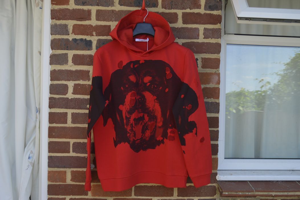 Givenchy Red Destroyed Rottweiler Hoodie Grailed