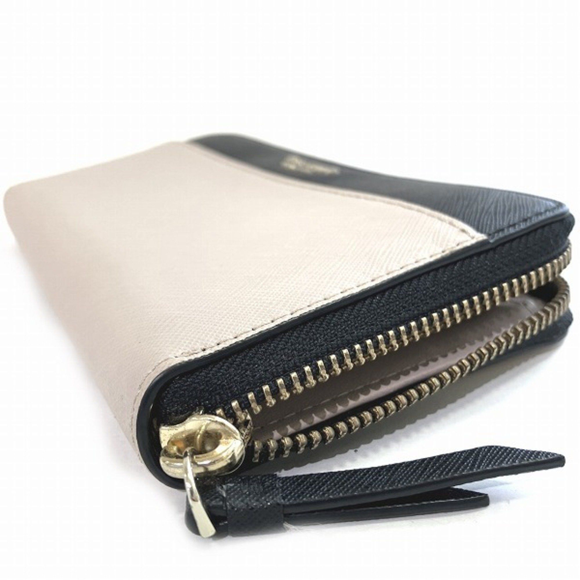 Kate Spade Kate Spade Black x Beige Leather Round Wallet Long for Women Size ONE SIZE - 9 Thumbnail