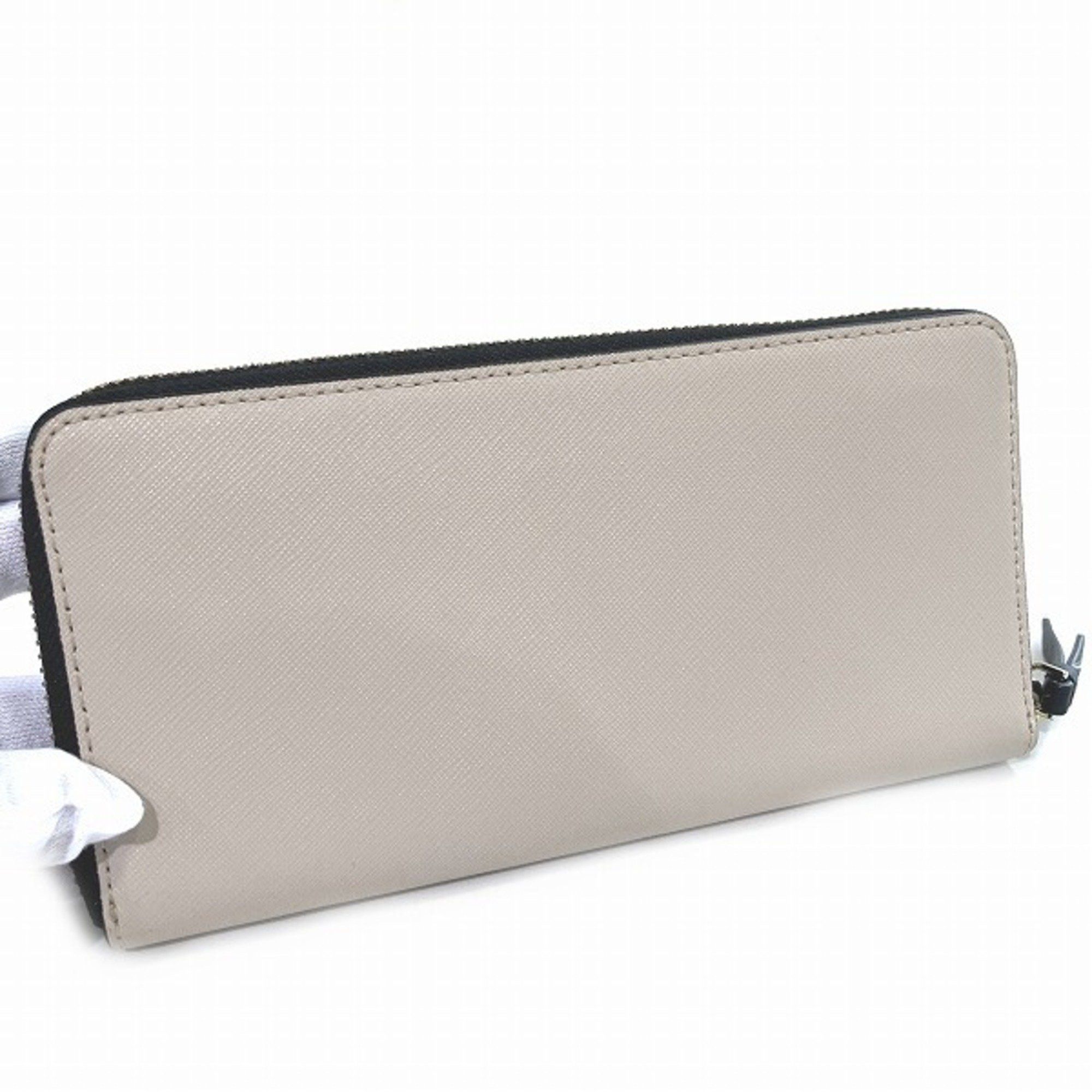Kate Spade Kate Spade Black x Beige Leather Round Wallet Long for Women Size ONE SIZE - 7 Thumbnail