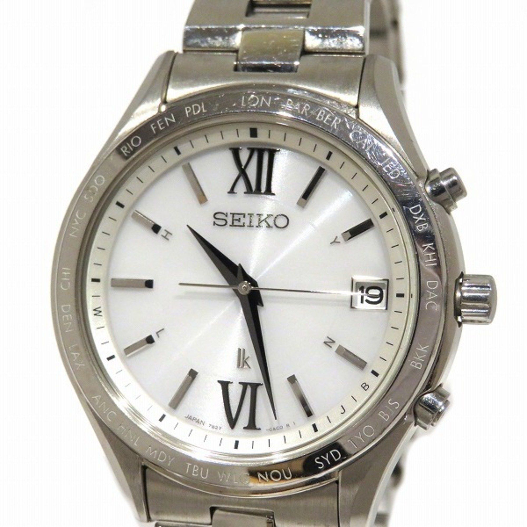 Seiko Seiko Lucia 7B27-0AB0 Radio Solar White Dial Date Watch Men's Size ONE SIZE - 4 Thumbnail